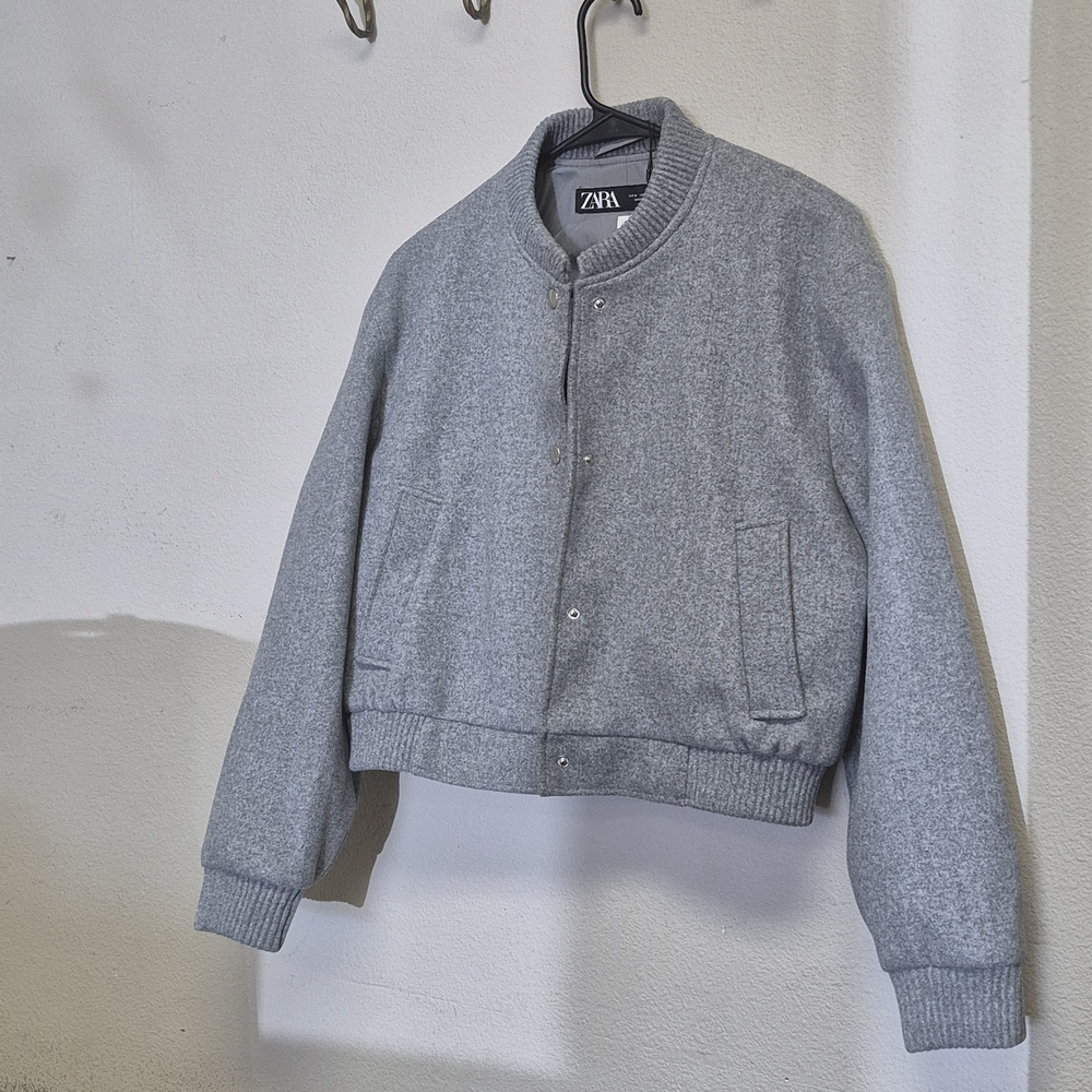 Zara Women's Heather Gray Bomber Jacket